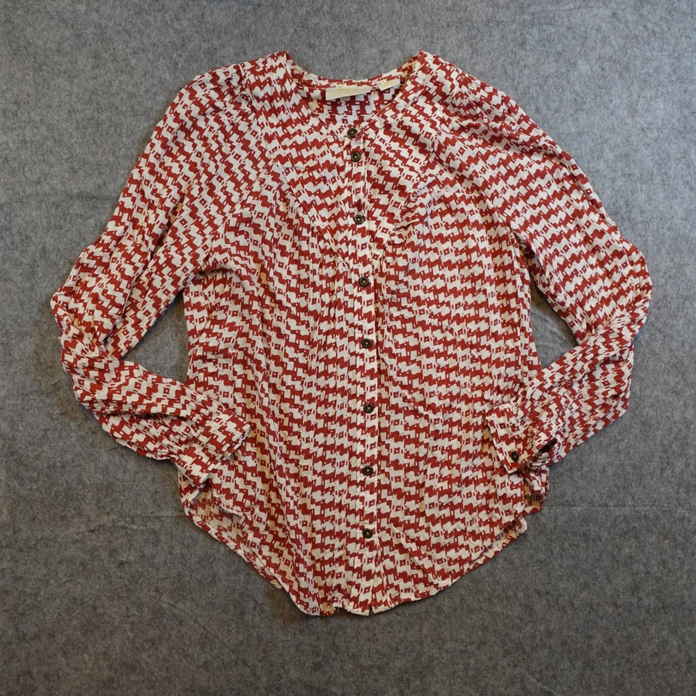 Maeve Top Women Extra Small Red Avignon Scotty Dog AOP Long Sleeve Anthropologie